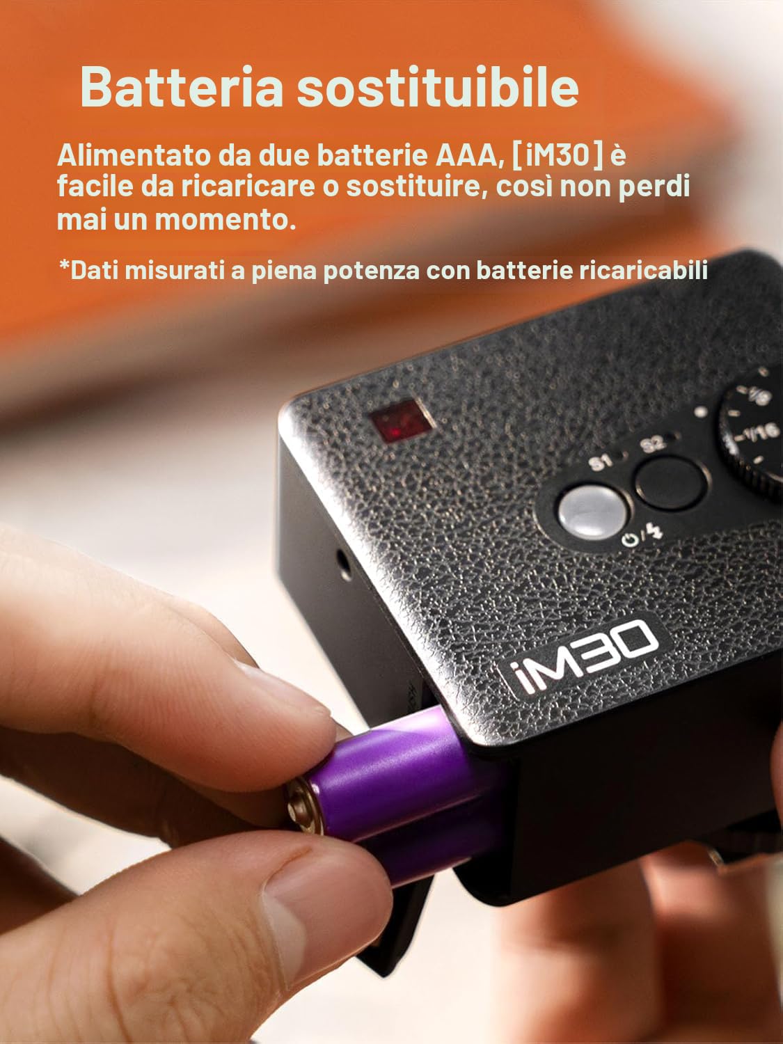 Godox iM30 Mini Flash Speedlite Manuale Controllo Ottico S1/S2 CCT 6500K 7 Livelli di Potenza Compatibile Canon Sony Nikon
