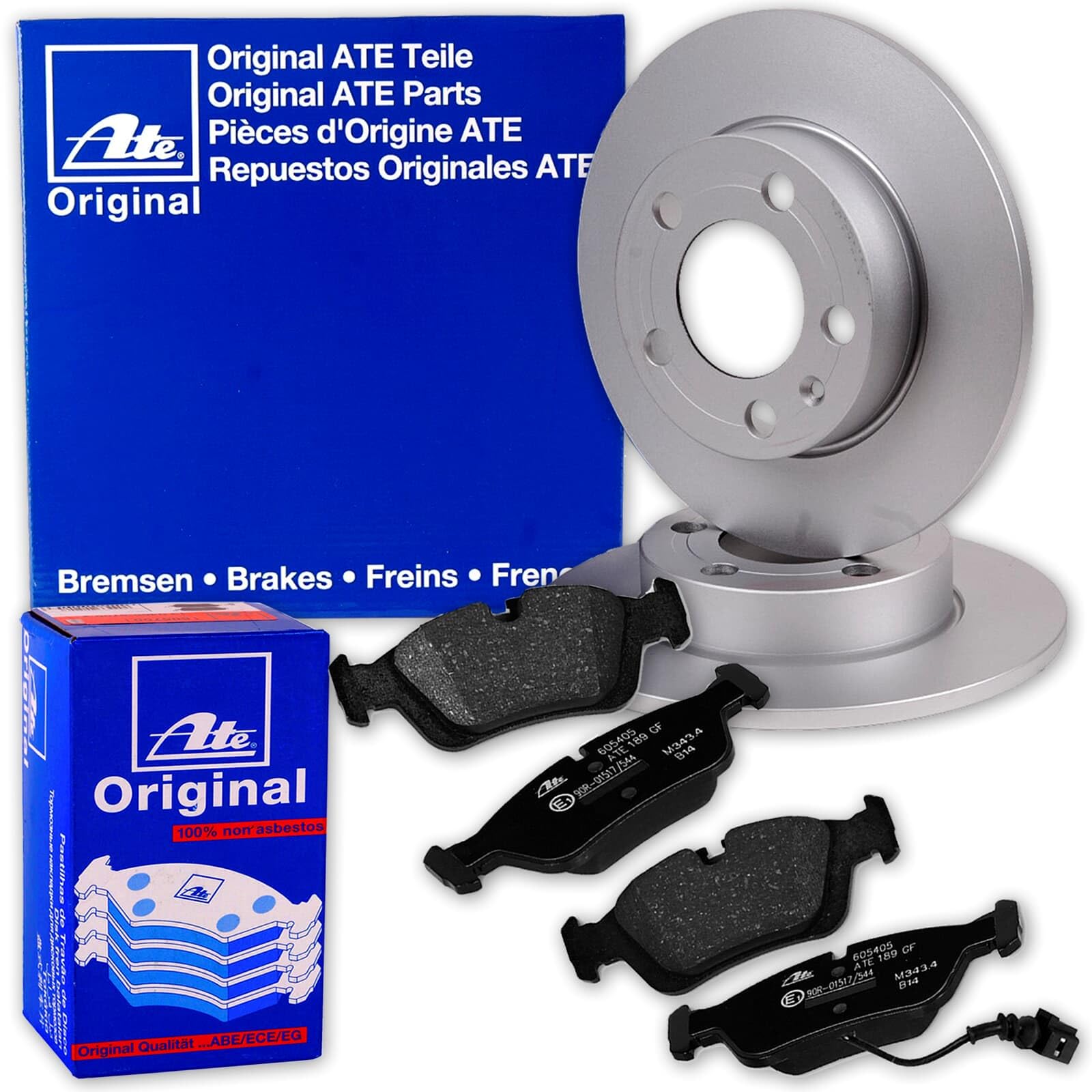 ATE Bremsscheiben 240mm + Beläge vorne | 24.0111-0119.1 + 13.0460-3838.2 Kompatibel mit 500 (312_),500 C (312_),KA (RU8)