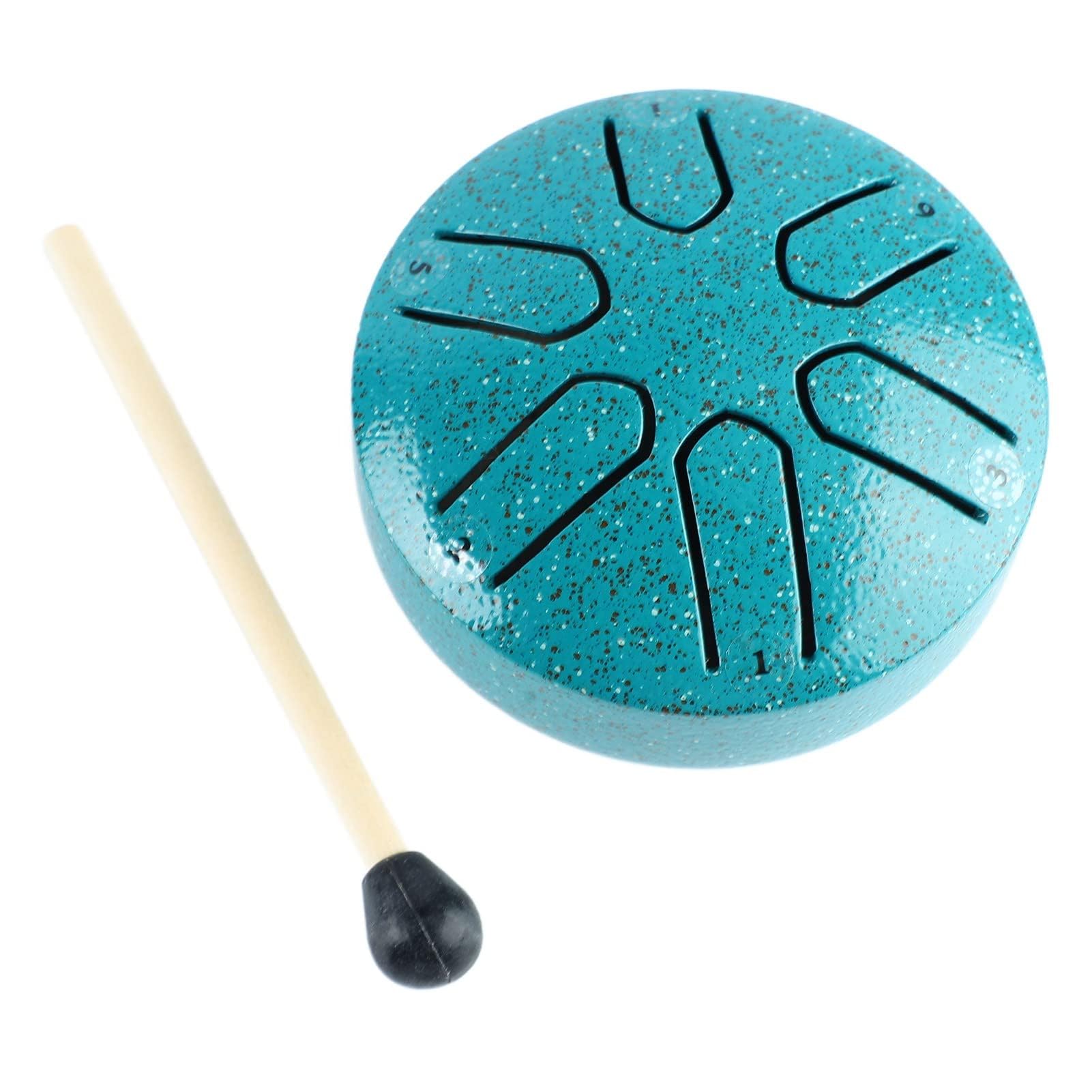 Handpan Bęben Bęben Językowy ze Stali Węglowej Mini 6 Uwaga Bezproblemowy Bęben Instrument Perkusyjny z Podudzie dla Początkujących (Zielony)