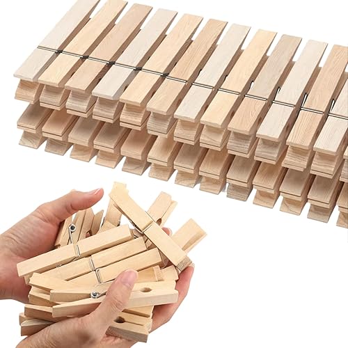 Clothes Pins Wooden, 46 Pack, 3.55 Inch, Natural Wood,Rust Resistant