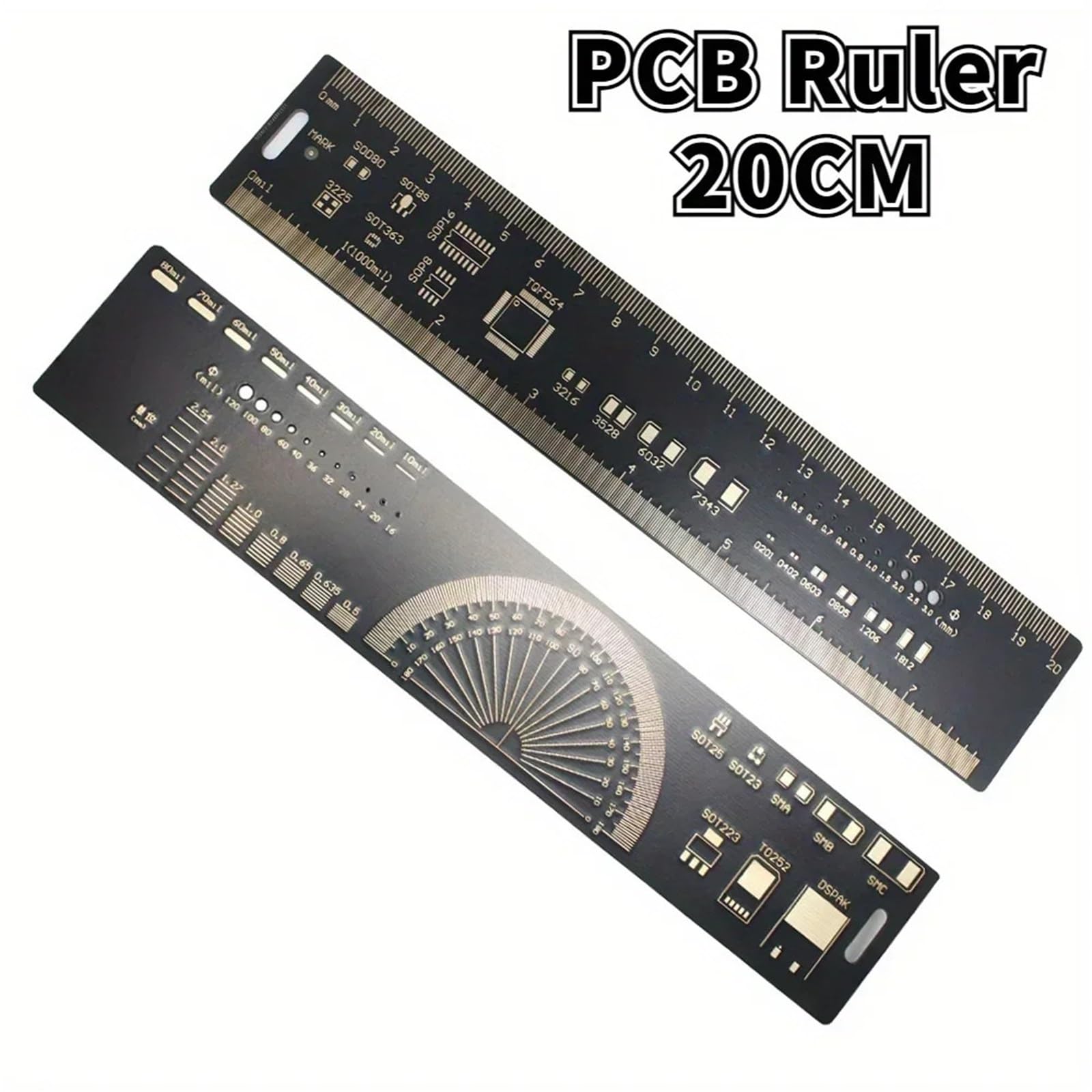 3 Tipi di Righello di Riferimento PCB 15 cm 20 cm 25 cm Strumento di misurazione Multifunzionale Chip condensatore IC SMD diodo Transistor(1 Set)