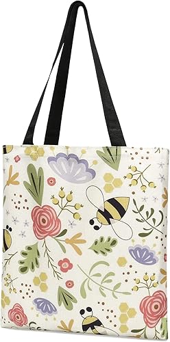 Miniatura 9 de HKAENE Bolsa de lona para mujer, bolsas de comestibles reutilizables, bonitas bolsas estéticas para regalos de Navidad, compras y playa (mariposa