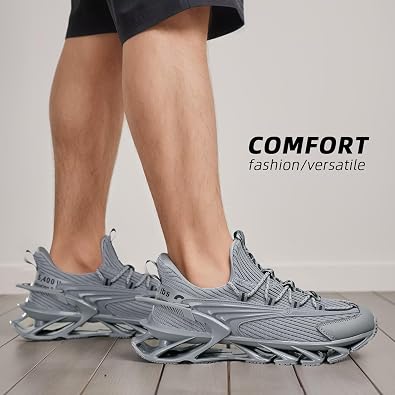 Men's Trail Runners Fashion Sneakers Breathable Mesh Running Shoes Blade Non Slip Casual Athletic Walking Shoes