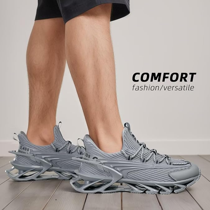 Men's Trail Runners Fashion Sneakers Breathable Mesh Running Shoes Blade Non Slip Casual Athletic Walking Shoes