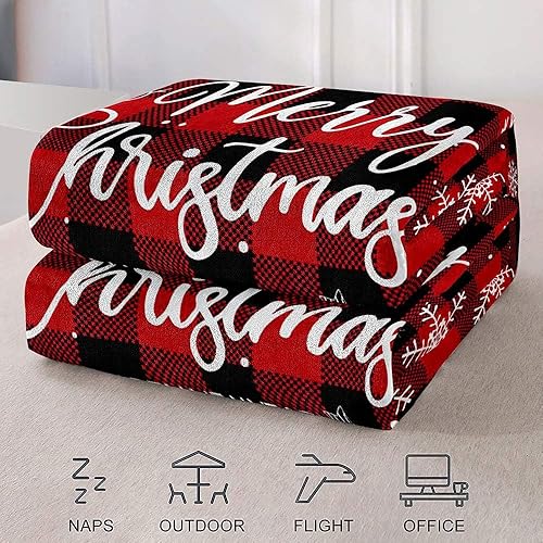 Vista 145 de LUVIVIHOME Manta de Feliz Navidad, bolas de Navidad azules doradas, manta de invierno con copos de nieve, manta individual, acogedora manta cálida