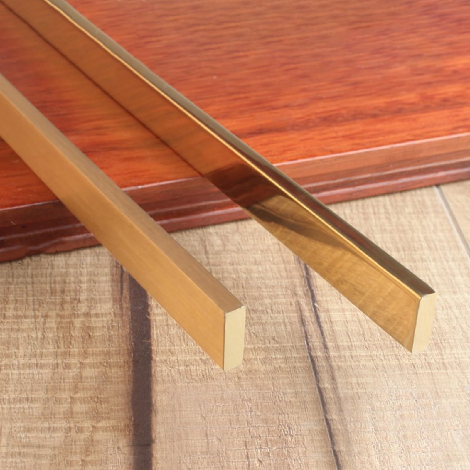 Wood to Tile Flooring Transition Strips, Brass Edging Trim Strip Bars, Polished/Brushed Threshold Transition Strip, Heavy Duty Brass Flooring Strip (Color : Brushed, Size : 5x15mm)