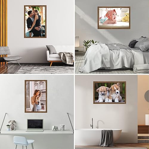 Vista 212 de Marco gris rústico de 18 x 24 pulgadas, marco para póster de 18 x 24 pulgadas, color gris envejecido, grande, retro, natural, 24 x 18 pulgadas