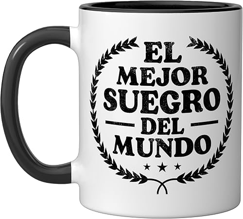 El Mejor Suegro del Mundo - Taza de cerámica con humor divertido para suegro español, color negro y blanco