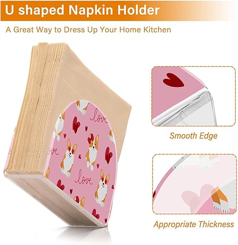 Miniatura 4 de Servilletero Corgis Corgis para el día de San Valentín para mesa, dispensadores de servilletas de tejido acrílico, servilleteros de cóctel para
