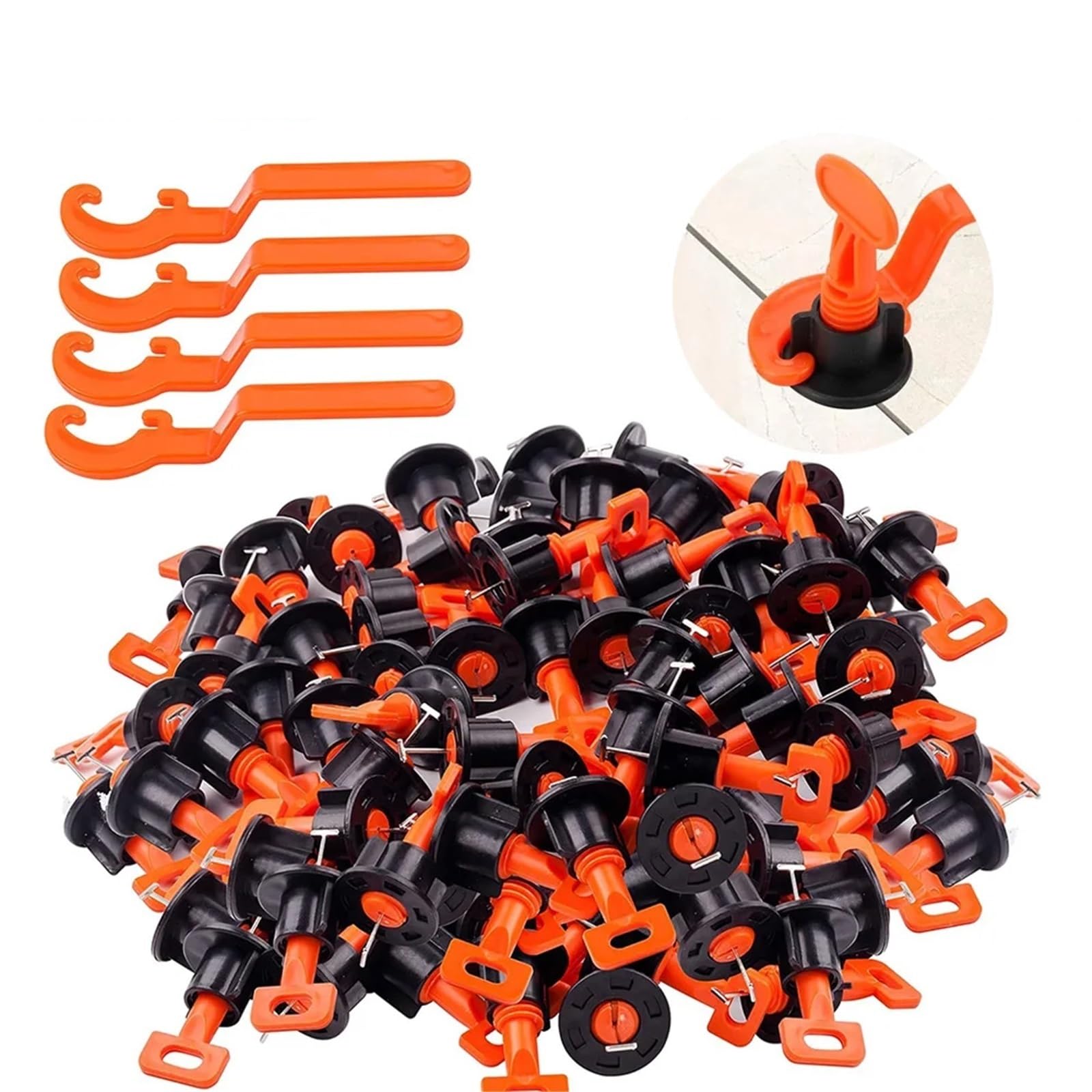 153-204 pezzi Sistema di livellamento delle piastrelle for la posa Cunei livello Distanziatori allineamento for livellatore localizzazione Pinza for pavimenti Parete Per Piastrelle(153Pcs black)