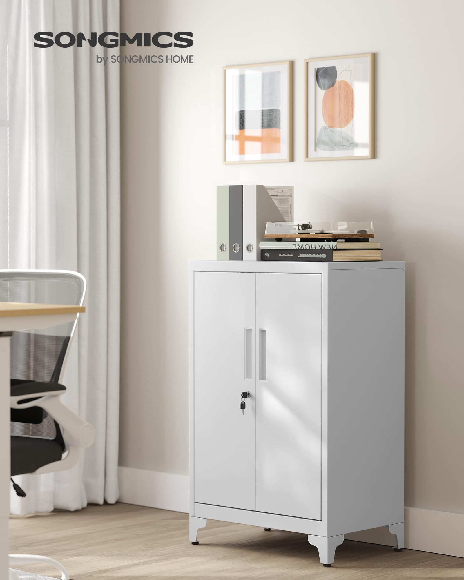 Mehrzweckschrank 40x80x90cm | Abschließbarer Aktenschrank Aus Stahl Mit 2 Türen - Mattschwarz