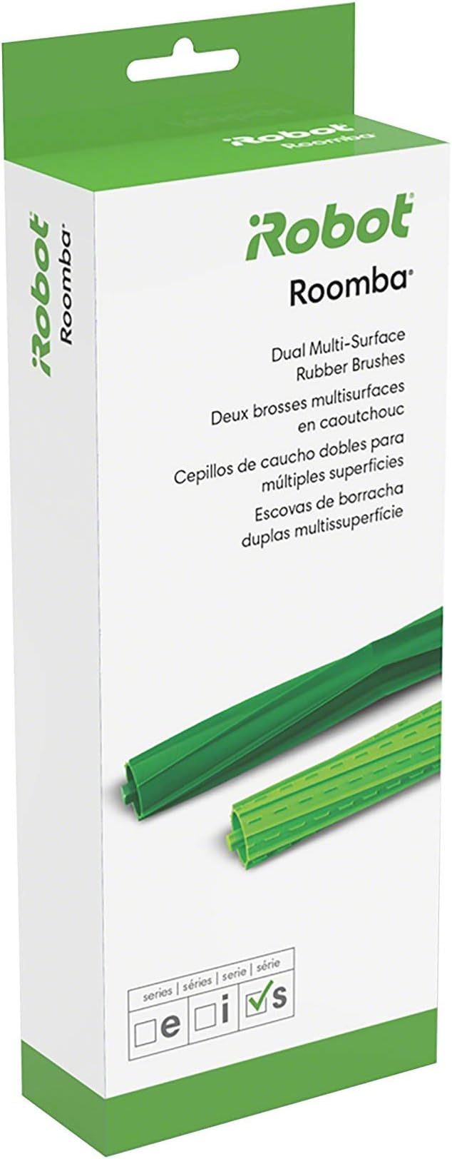 Authentic Replacement Parts- Roomba s Series Replacement Dual Multi-Surface Rubber Brushes, Green