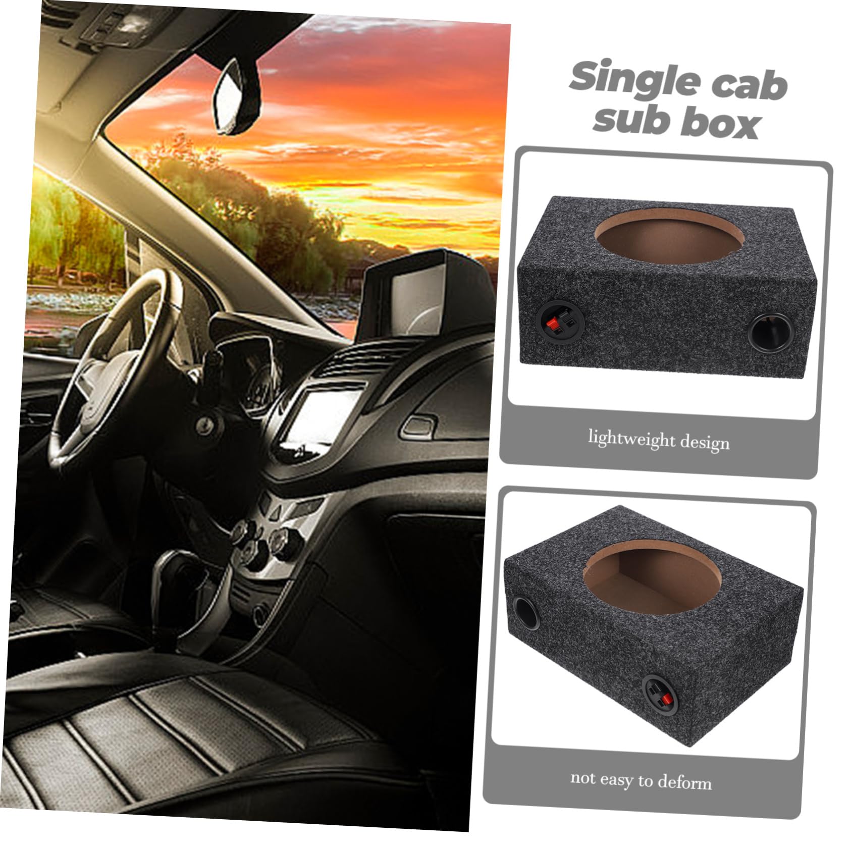 Box per Altoparlante Subwoofer Auto in Legno Nero Bassi Potenti e Facile da Usare per Installazione Audio Veicolare