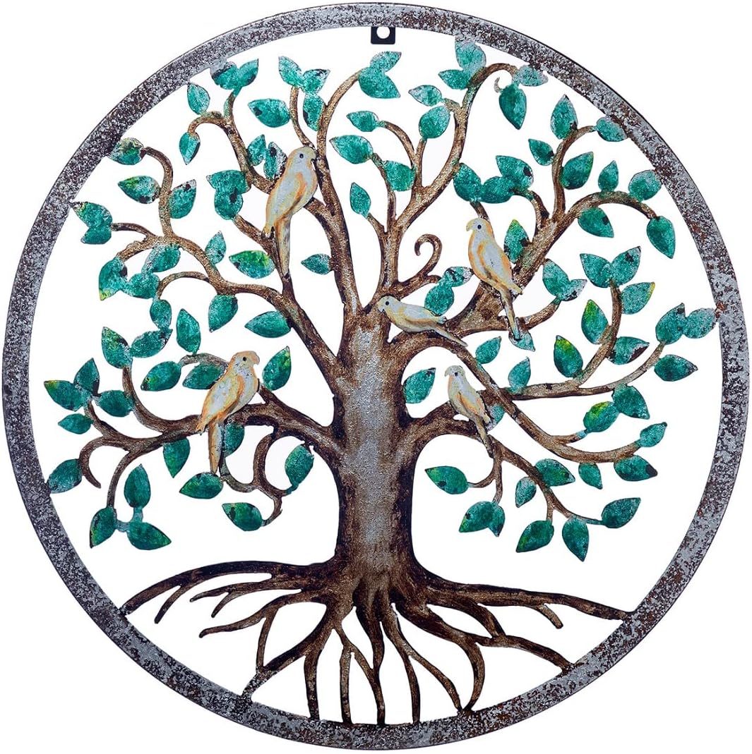 CHINDEUISYUT 18 Inches Tree of Life Wall Art Metal, Large Metal Tree of Life Wall Decor Wall Hanging for Living Room Bedroom Garden Outdoor Porch Patio Office Home Wall Decor, 18in x 18in x 0.88 in B, 18'' x 18''