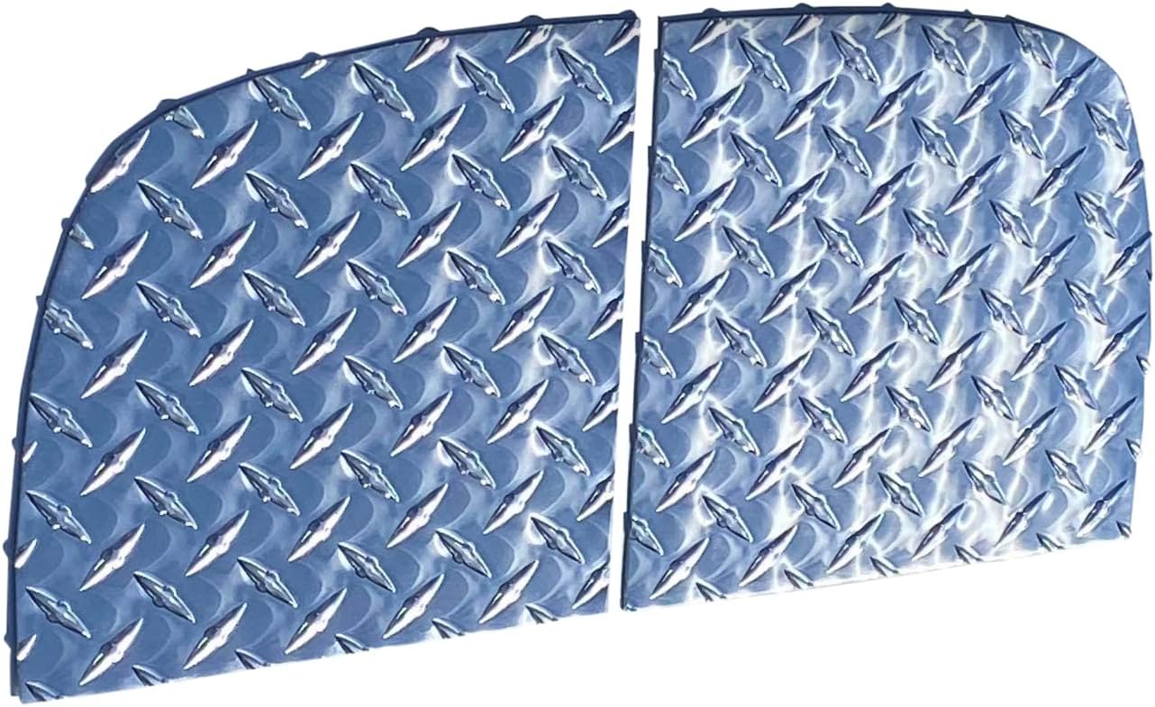 Compatible with Club Car DS Golf Cart Diamond Plate Bag Well Floor Deluxe with Rivets Polished Aluminum (Silver)