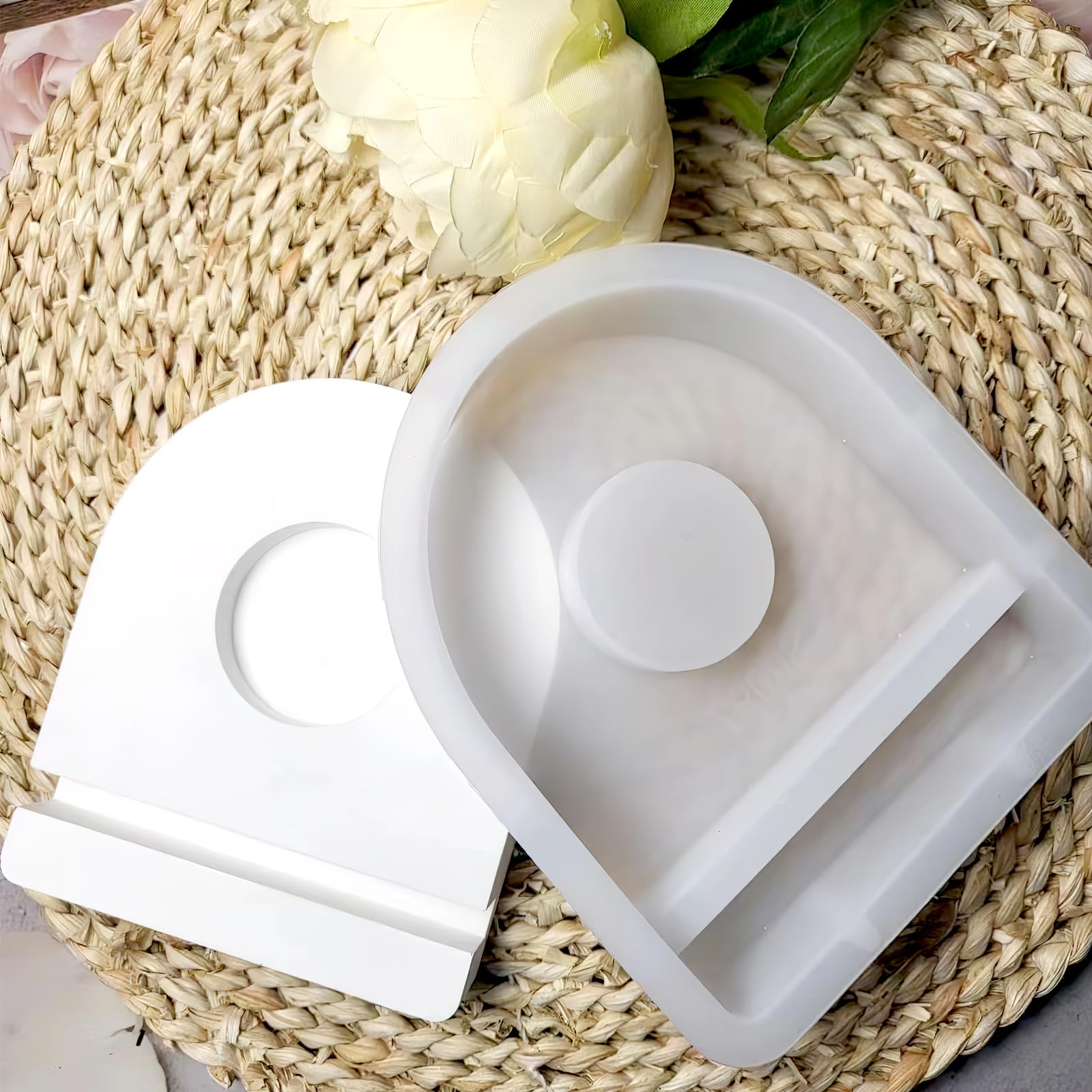 GDJIAJT – Stampo In Silicone A Semicerchio Per Candele E Cemento, Resistente Al Calore, Antiaderente, Per Resina E Gesso, Fai Da Te