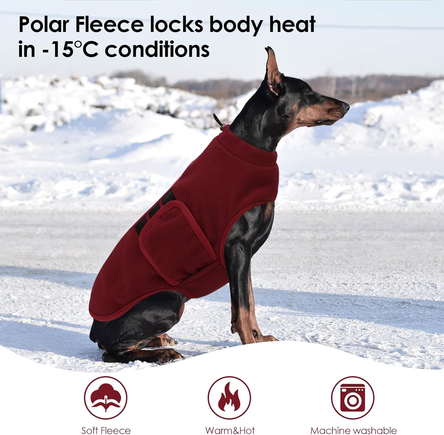 Dog Sweater,Adjustable Dog Sweaters for Small, Medium and Large Dogs Boys Girls, Dachshund Chihuahua Fleece Dogs Sweater (Burgundy,XS)