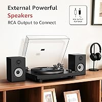 Vista 7 de Tocadiscos con salida inalámbrica, brazo de fibra de carbono, reproductor de vinilo con plato de aluminio, transmisión por correa, tocadiscos LP