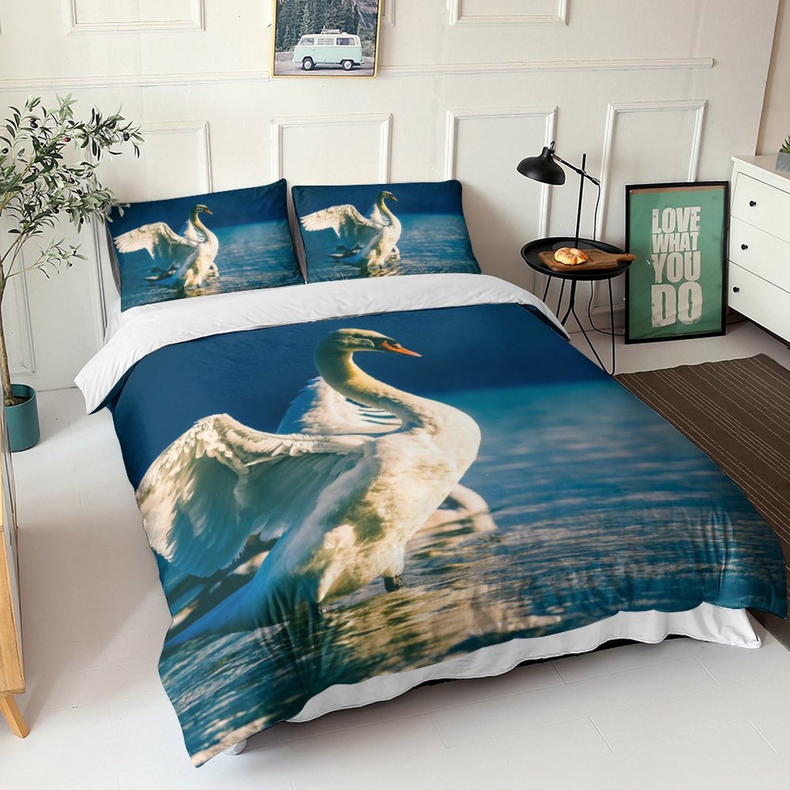 Housse de couette cygne impression 3D premium SCOOVY lit double King