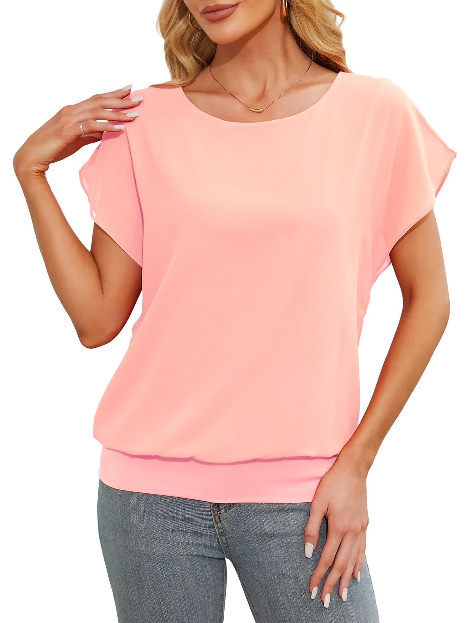 Anelune Tshirt Damen Sommer Oversized Tshirt Fledermaus Shirt Blusenshirt für Jeden Tag