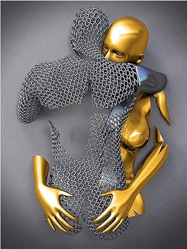 Miniatura 7 de Lienzo decorativo de pared para dormitorio, póster romántico negro y dorado para decoración de pared de pareja y sala de estar, 16 x 20 pulgadas,