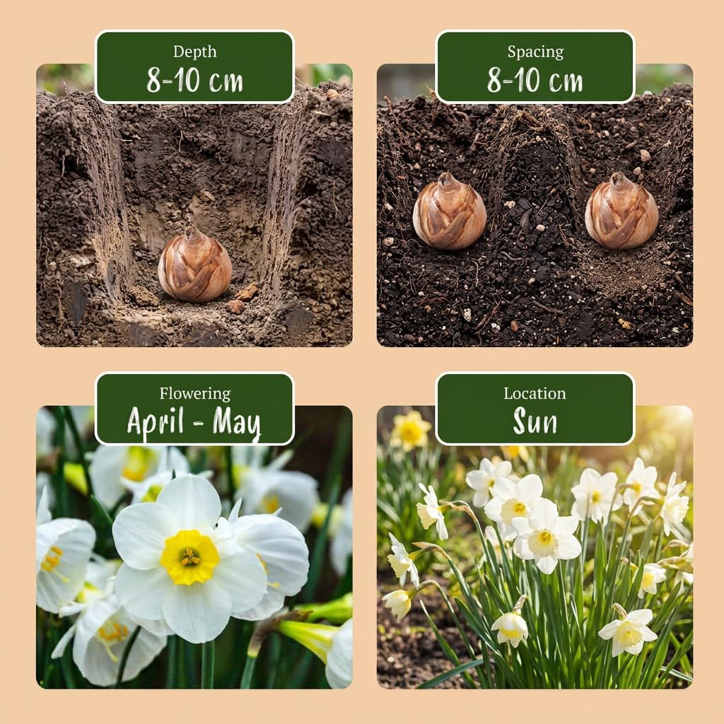 Green boutiQ - 80x Narcissus White Petticoat - Narcisse à jupon blanc - Blanc - Floraison printanière - Calibre 6/8
