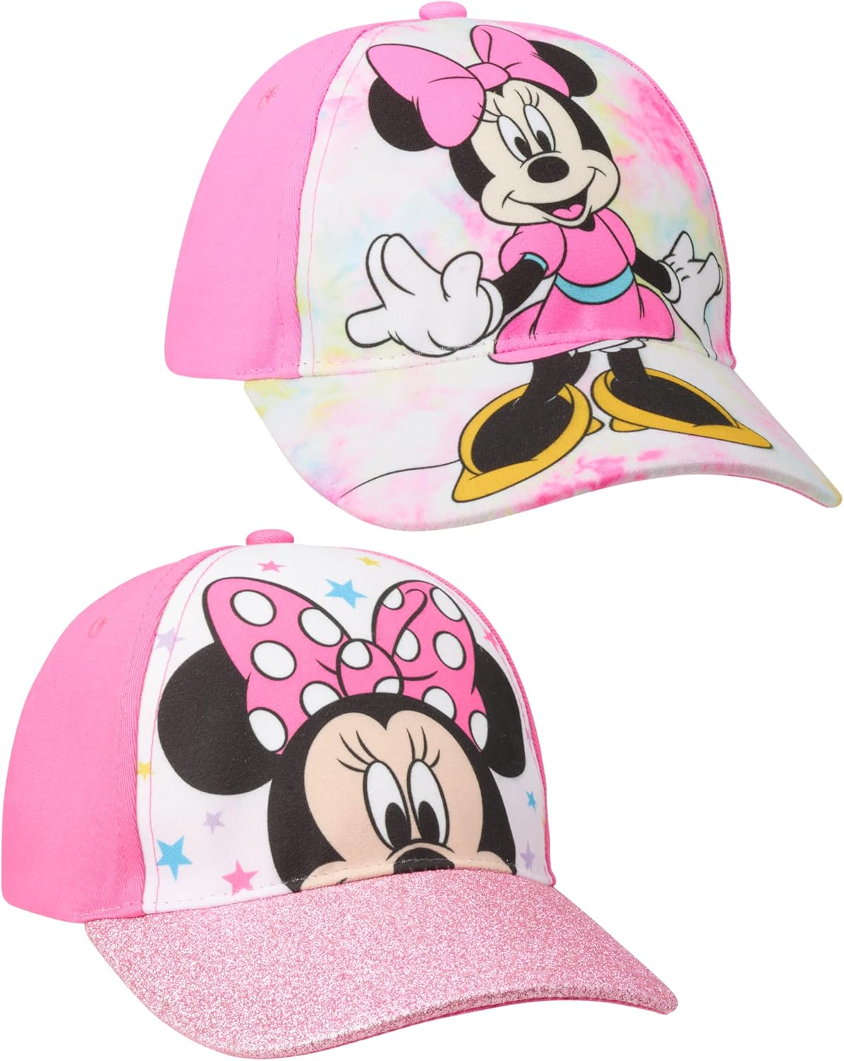 Disney Girls Disney Minnie Mouse Kids Baseball Cap 2 Pack, Adjustable Hats Set for Girls, Age 4-7 Years - Image 2