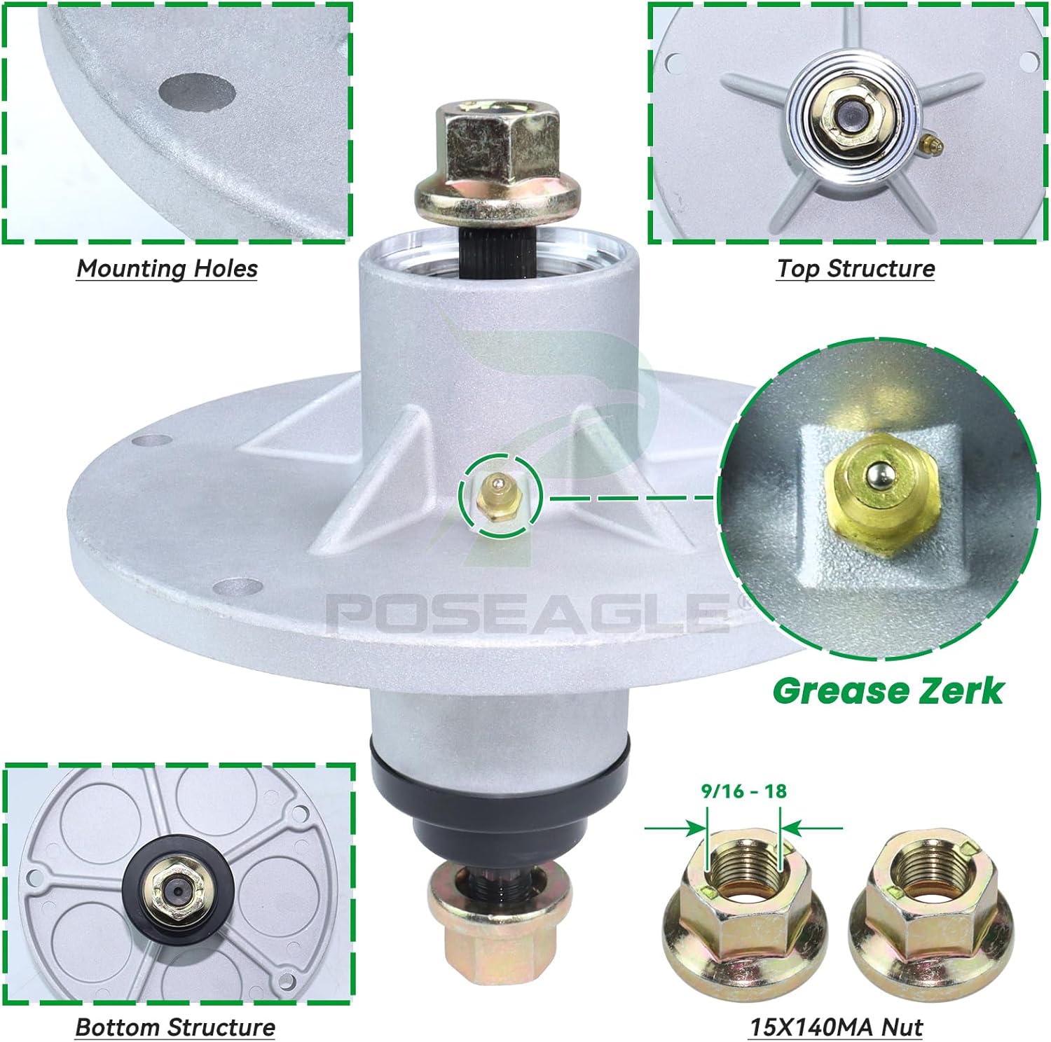 Pre-Greased 1001200MA Spindle Assembly with 95309MA Spindle Pulley Replaces Murray 492574ma, 092574, 94129MA, 1001046, 1001200, 1001194MA, 721447, 726958, 726959 for Murray 46 inch Tractors