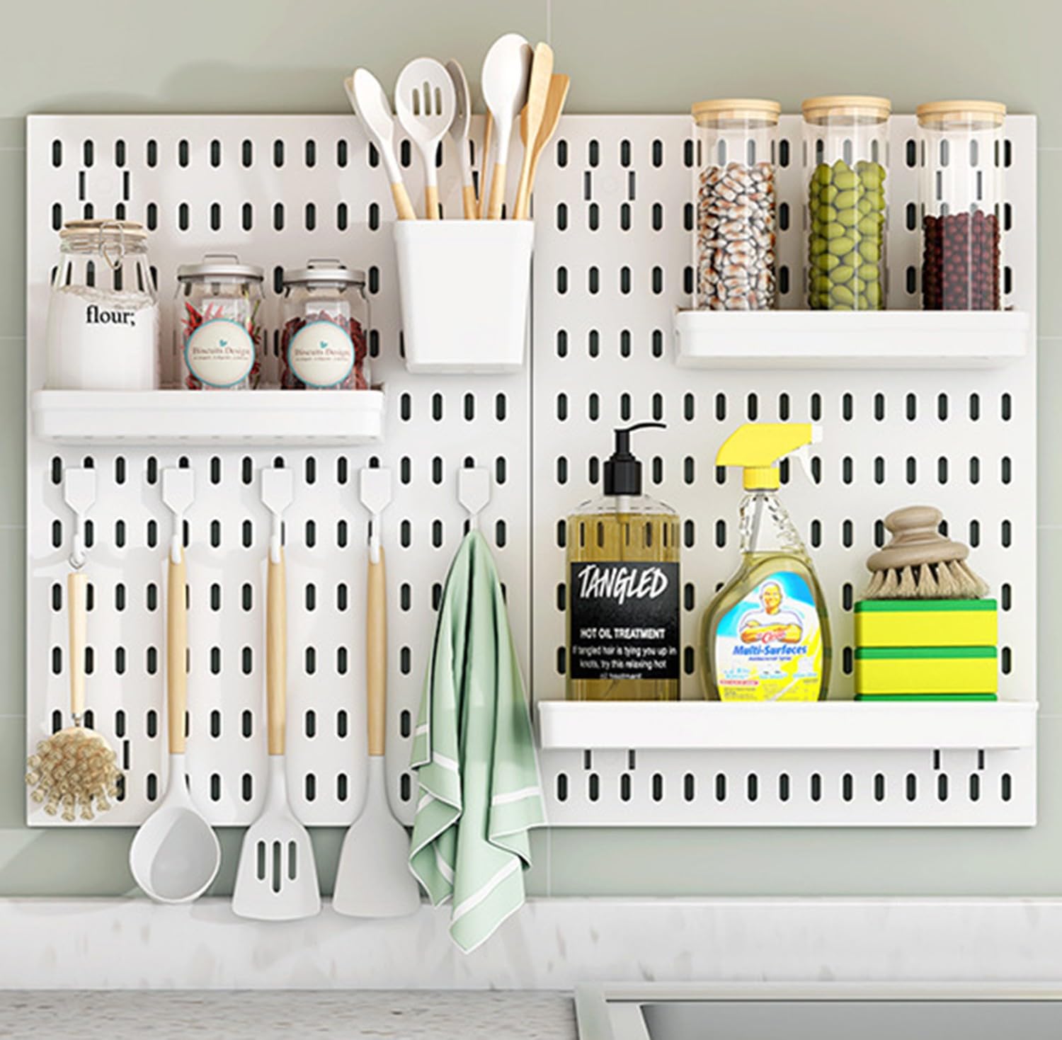 Panneau Perforé Mural 30X42 Cm Organiseur Garage en Plastique avec Panneaux Perforés Accessoires, Kit Rangement D'outils pour Bureau, Maison, Entrepôt, Cuisine, Magasin 2 Piece (30 * 42cm),A