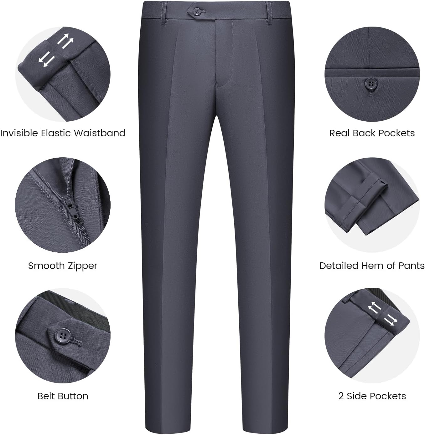 WULFUL Men’s Slim Fit Suit One Button 3-Piece Blazer Dress Business Wedding... - Picture 193 of 257