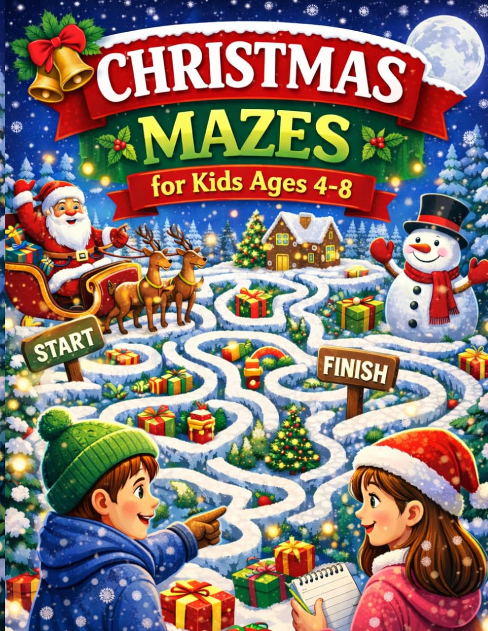 Christmas Mazes For Kids Ages 4-8: A Fun christmas activities for kids classroom, santas workshop book, fun christmas puzzles