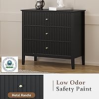 Vista 6 de RoyalCraft Large 3 Drawer Dresser Set of 2, Fluted Chest of Drawers with Storage, Modern Painted 30 inch Tall Nightstand for Bedroom Living Room
