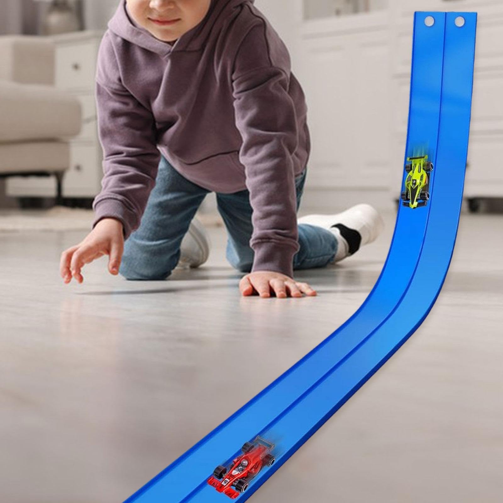 Pista de Carreras para Coches Multifuncional Ligera Y Sencilla con 2 Coches, Pista de Carreras de Juguete Roja, Azul