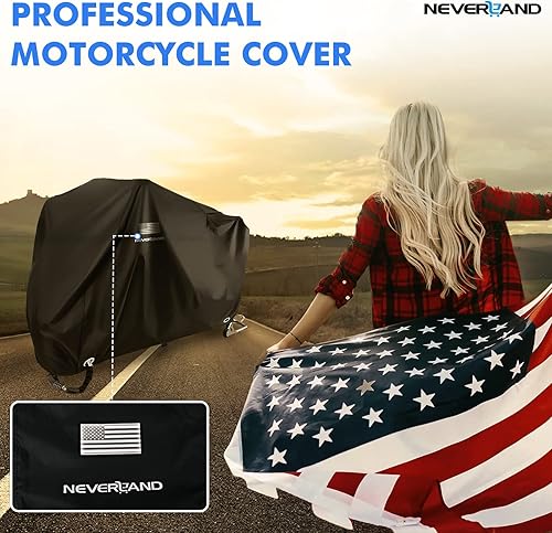 Miniatura 4 de NEVERLAND Funda para motocicleta, cubierta negra impermeable para patineta al aire libre para todas las estaciones, funda de motocicleta con