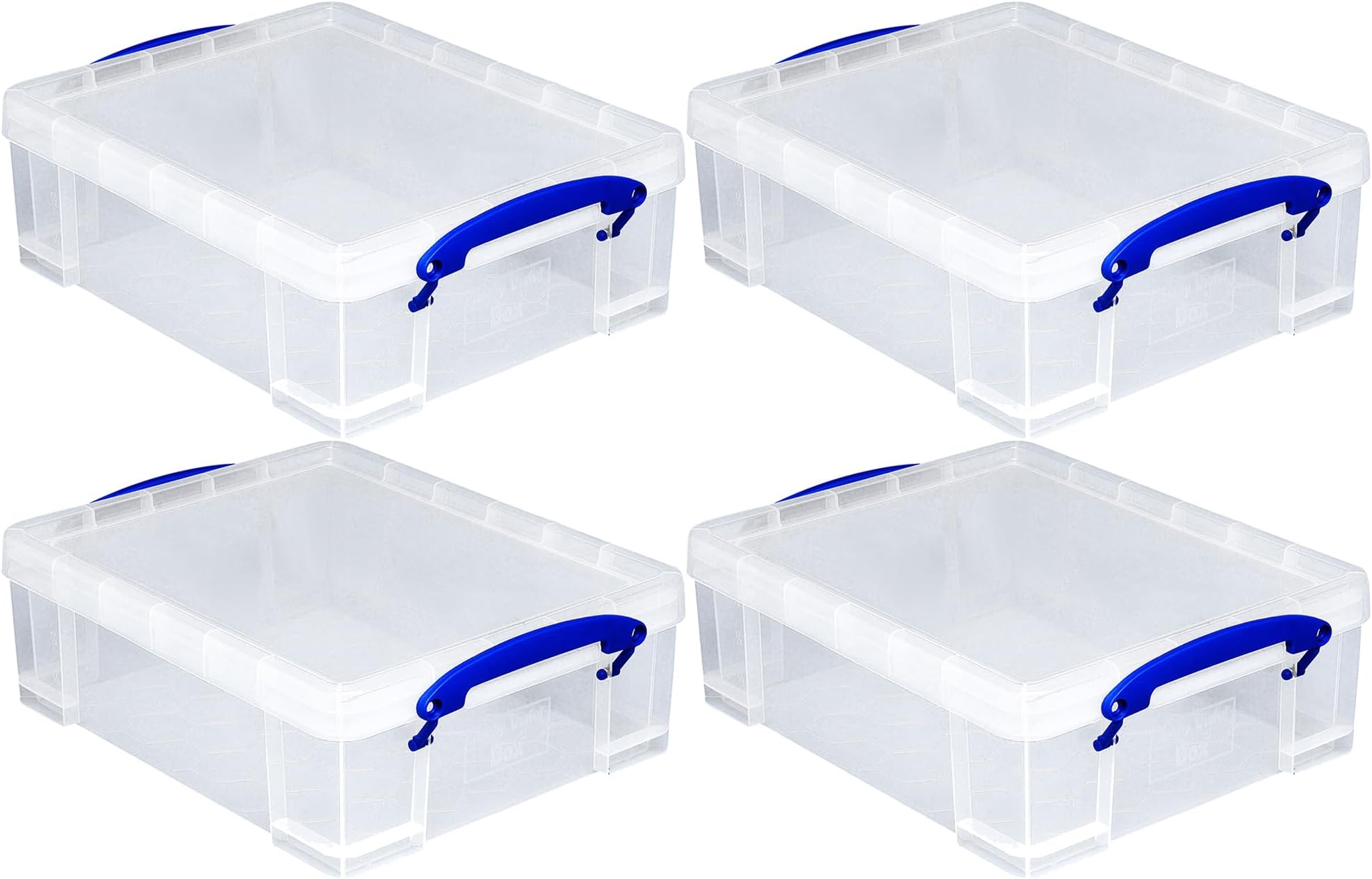 4 Pack Storage Bins, Clear Plastic Stackable Organizing Totes, 8.1 Liter