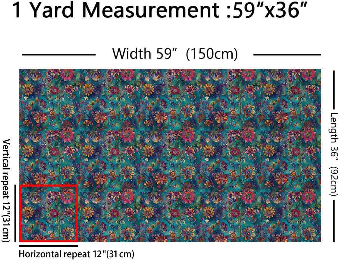 Erosebridal Gradient Boho Flannel Fabric by The Yard Bohemian Ethnic Soft Not Stretchy Decor for Girls Women Tribal Rainbow Orange Teal Blue Upholstery Decor DIY Art Decor 2 Yards