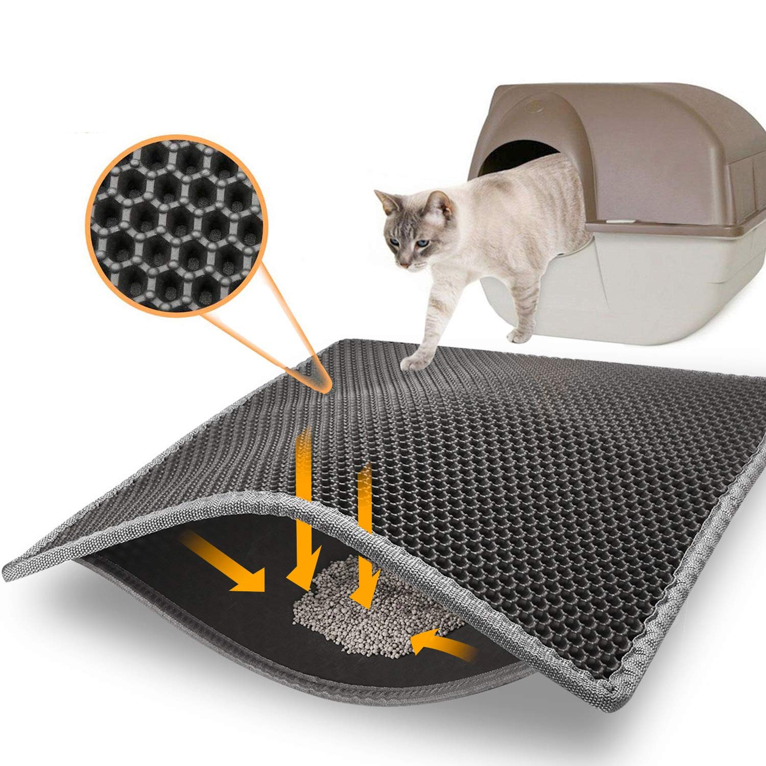 Tapete Areia Gatos Pet Time - Design Colmeia Dupla Camada 60x45cm