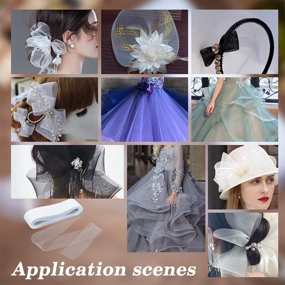 NBEADS Treccia di Crine di Cavallo Rigida di Circa 50 iarda, Cavallo Nastri Rigidi in Poliestere Larghi Circa per Disossamento Cucito Abito da Sposa Abiti Gonna Cappello Accessori, Bianco