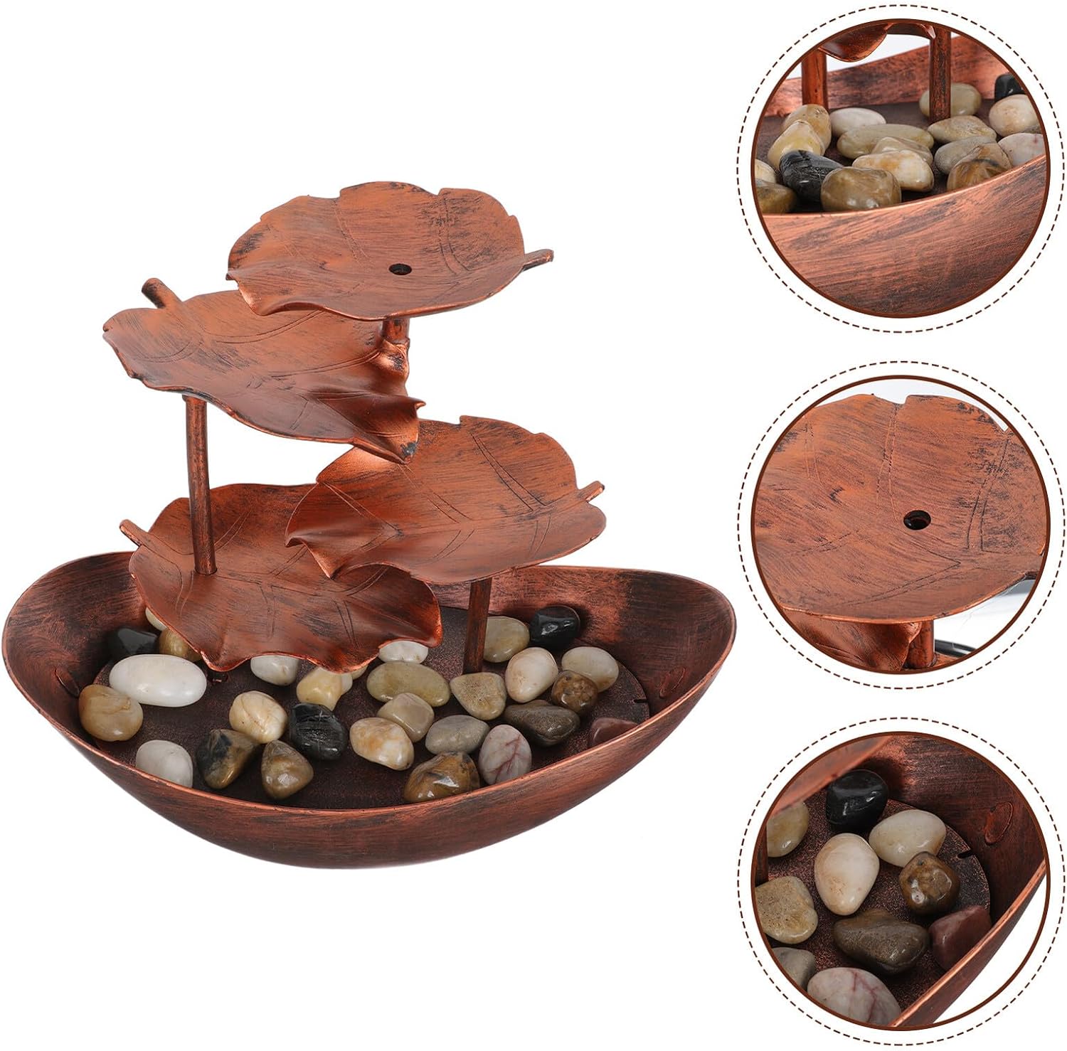 Creative Lotus Leaf Tabletop Fountain Waterfall Decoration with LED Night Light for Living Bedroom Office Home Decor Elegant Indoor Water Running Ornament