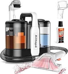 Ailltopd Portable Carpet & Upholstery Spot Cleaner, 15 KPa Powerful Suction Upholstery Cleaner Machine for Pet Stains, Area Rugs, Car Seats & Couches, Stairs with 2 BrushHead and Cleaning Solution