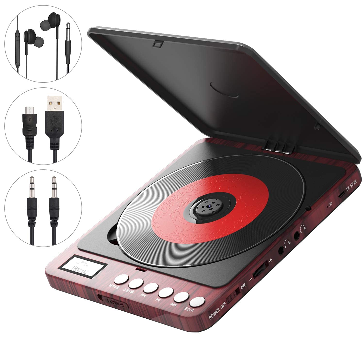 Buy CD Player Portable, 2400 mAh Rechargeable Compact Personal CD
