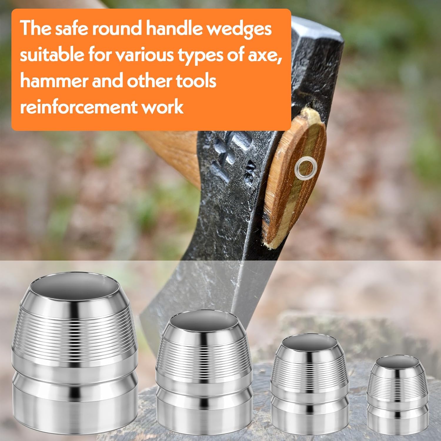 ElevateTech 20PCS Safety Round Handle Wedges Axe Hand Wedges Hammer Handle Concial Handle Metal Wedges Mauls Handle Wedge Kit for Axe Claw Hammer Sledge (0.31/0.39/0.47/0.55 Inch)