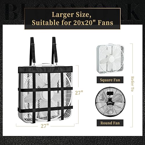 Miniatura 2 de Bloomoak - Soporte ajustable para ventilador para caballo, cobertura fresca para toda la casa, se adapta a ventiladores de 20 x 20 pulgadas, negro,