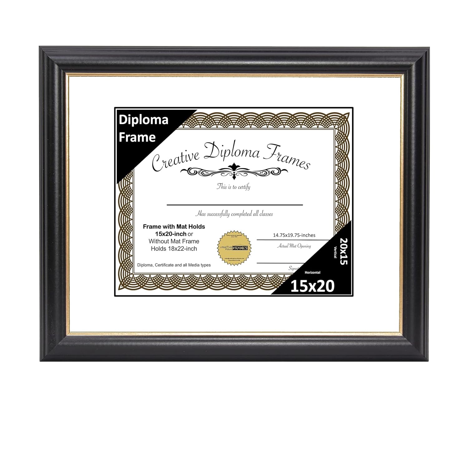 Creative Picture Frames Rockefeller Black with Gold Rim