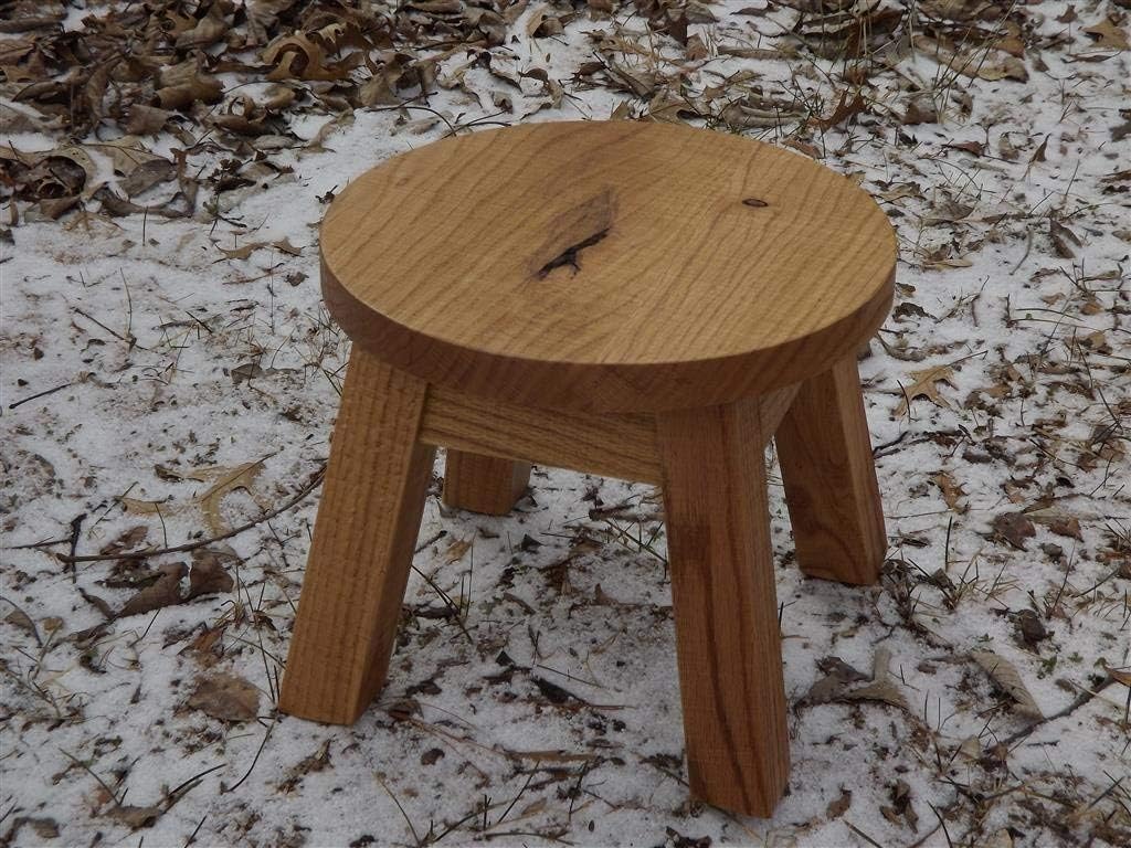 Oak step stool/wood step stool/farmhouse/foot stool/modern/rustic/round top stool riser 8" - 10"h