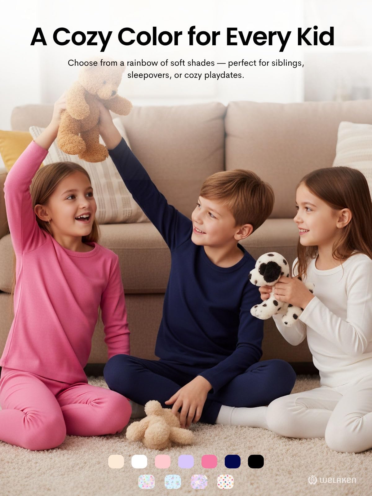 Set intimo termico per ragazze, maglia a maniche lunghe e pantaloni
