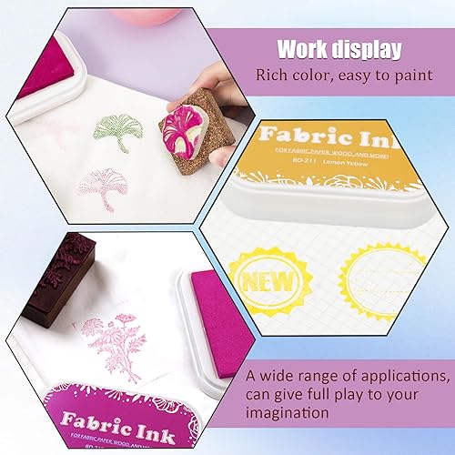 Miniatura 4 de Almohadillas de tinta para sellos de goma, almohadilla de sello para estampado de papel de madera y tela, almohadilla de tinta lavable de huellas