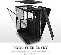 Vista 7 de NZXT Caja de flujo de aire H6 Flow RGB de media torre con 3 ventiladores RGB, paneles de vidrio panorámico, gestión de cables, color negro