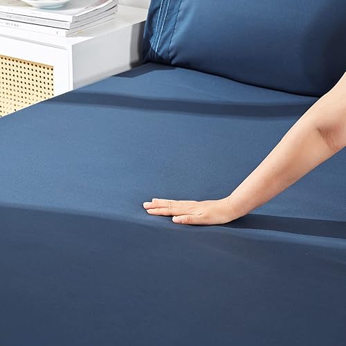 Miniatura 7 de YIYEA Sábana bajera ajustable con funda de almohada, sábana bajera de microfibra doble cepillado de alta calidad, bolsillo profundo de 16 pulgadas,