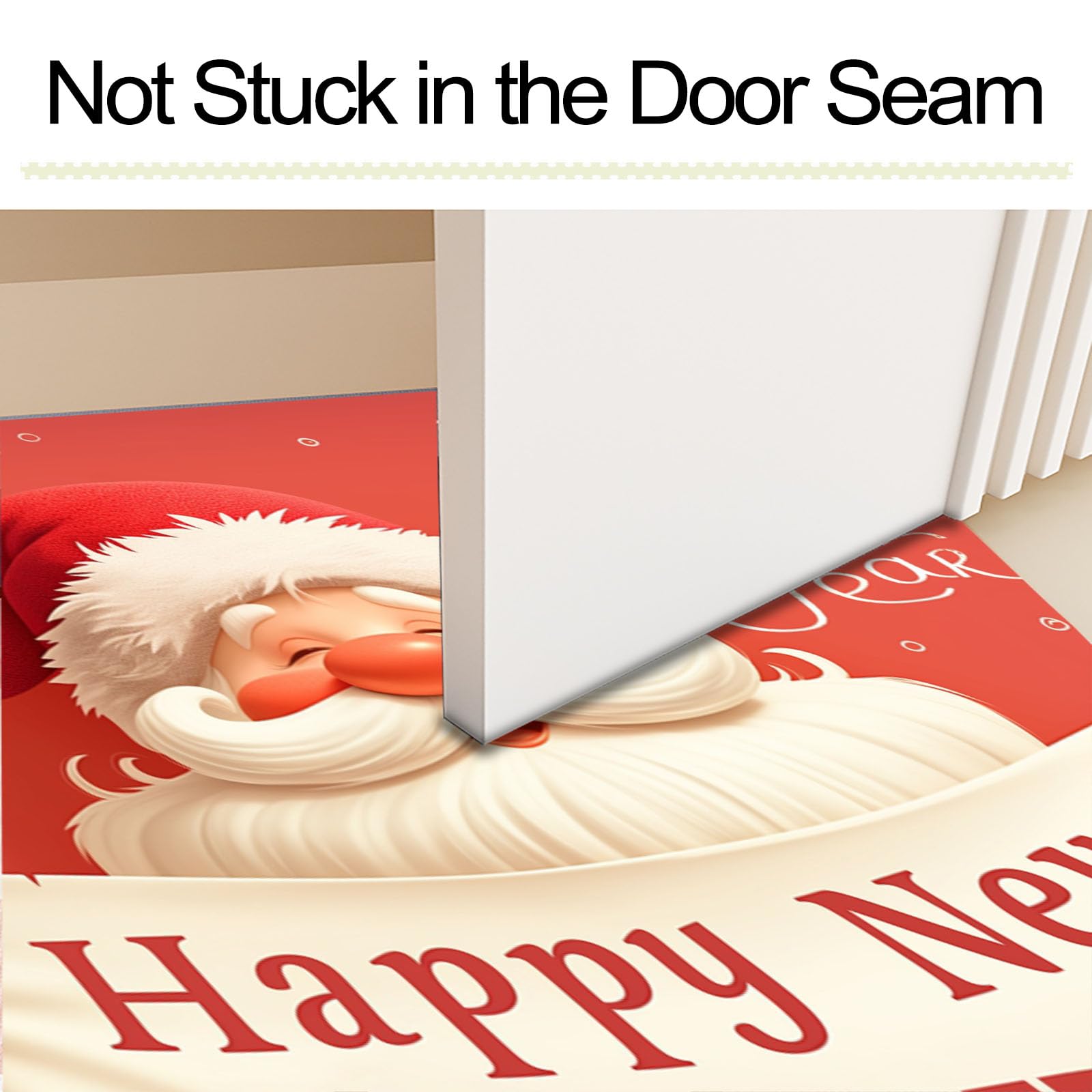 Felpudo de Entrada Casa Papá Noel 90x150cm Alfombra Exterior para Puerta Impermeable, Lavabl Alfombrilla Tema Navideño Antideslizante para Recibidor, Pasillo, Cocina - Rojo